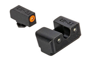 The Truglo Tritium Pro Glock High Night Sight Set with orange fiber optic ring is compatible with RDS and suppressors